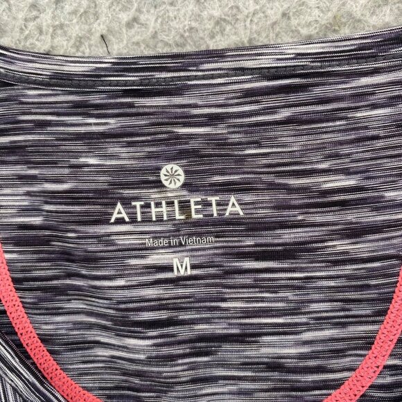 Athleta Top Womens Medium Gray Streak Tank Stretch Contrast Stitch Active Gym - Picture 6 of 11